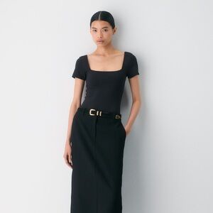 Aritzia Black Original Contour Squareneck Bodysuit